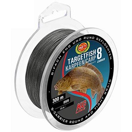 WFT TF8 Carp Line Black 0.22 mm 300 m 20 kg - Carp Line for Carp Fishing, Braided Line for Fishing, Braided Line