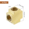 uxcell 4Pcs Brass 4 Way Pipe Fitting, G1/4" Female Barstock