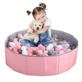 KBIBCK Ball Pit, Foldable Baby Ball Pit, 80 CM Kids Ball Pit for Children Girls Boys, Nursery Baby Playpen, Portable Baby Round Ocean Ball Pool for Dogs Cats Indoor Outdoor, Balls Not Included (Pink)