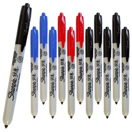 12 x Sharpie Retractable Permanent Markers | Fine Point | Business Colours Black, Blue & Red [ASIA IMPORT]