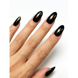 Black Gold Glitter Nail Polish, Quick Dry Shimmer Nail Lacquer Non Gel Oil-based Nail Art Manicure Home DIY for Holiday Gift Giving 12ml