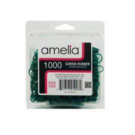 Amelia Beauty | 1000 Count 1/2" Rubber Bands | Premium US Made Rubber Hair Ties | Ideal for Ponytails, Braids & Beards | Strong All Day Hold | Convenient Re-closable Container | Green