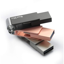 V-Smart TC-201 32GB 2 in 1 Type C 3.1 Flash Drive USB Flash Memory with Keychain USB Drive for Smartphones Tablets and New MacBook