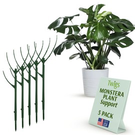 Twigs GA - Stackable Monstera Plant Support Stakes, Climbing Plants Support Structures for Indoor & Outdoor Use, Garden Accessories, Alternative to Moss Pole - Monstera Green, 5 Pack, 17" L