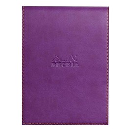 Rhodia 138110C Rhodiarama Notepad with 11.5 x 15.8 cm Checked Pattern Faux Leather Ideal for Your Notes - Purple