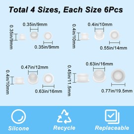GORGECRAFT 24Pcs 4 Sizes Silicone Stoppers for Salt and Pepper Shakers 1/2 5/8 3/8 5/16 Inch Salt Plug Stopper Replacement Bottle Caps Reusable Clear Round End Cap Corks for Bottles Pipes Pots