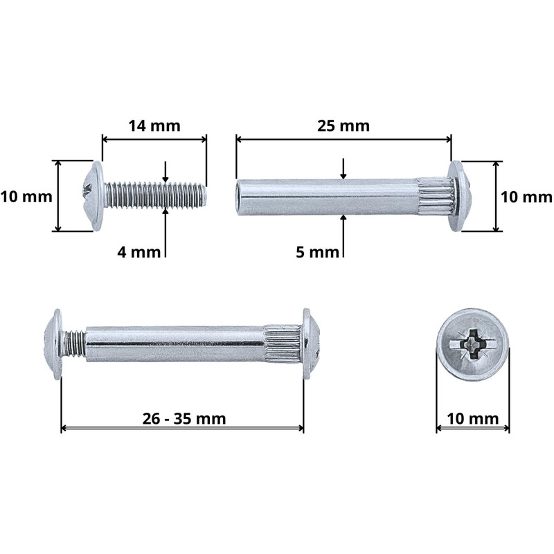 HEXATON M4 x 26-35mm Connecting Screws - Pack of 100