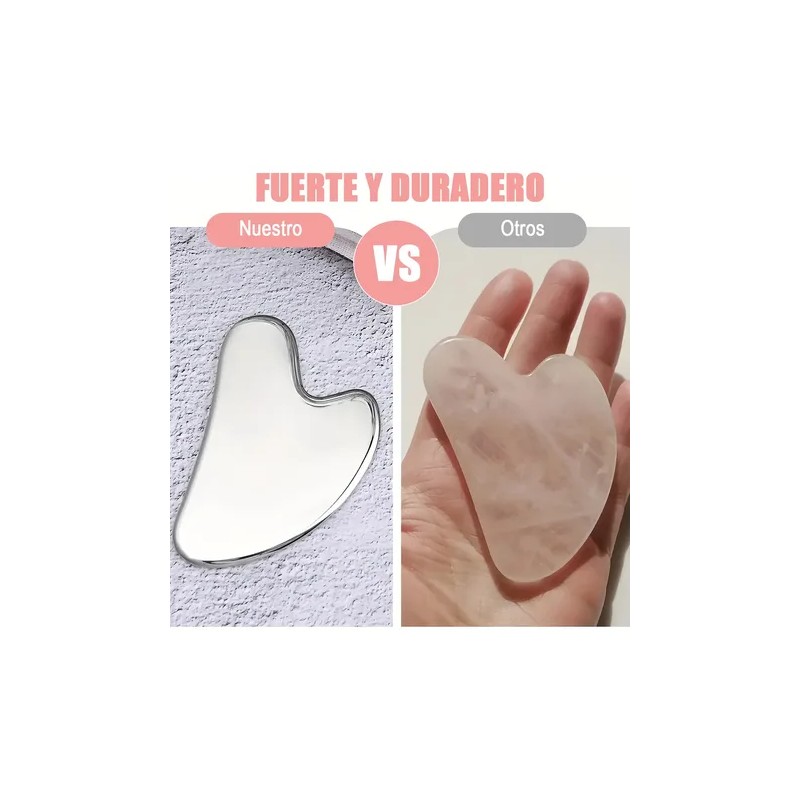 2pzs Gua Sha Facial Grande Acero Inoxidable Masajes Cuello