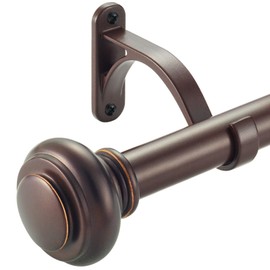 72-144 Inches Curtain Rods for Window, Vimayta 1 Inch Diameter Drapery Rod with Resin Finials, Ideal Adjustable Heavy Duty Single Curtains Rod for Bedroom, Living Room Decoration, Matte Brown