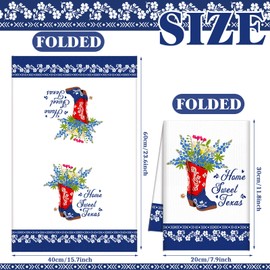 FuWeave 6 Pieces Texas Bluebonnets Kitchen Towels Texas Souvenirs Gifts Sweet Themed Decorative White Blue and Red Print Texas Tea Towel Dish Towel Texas Decor for Home Dish and Hand Drying, 6 Styles