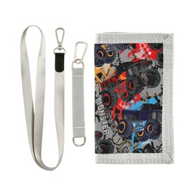 Krafig Kids Wallets for Boys Girls, Toddler Trifold Wallet for Boys, Monster Truck Car Novelty Wallet for Childrens, Coin Case Card Pocket for Teens Youth Teenager