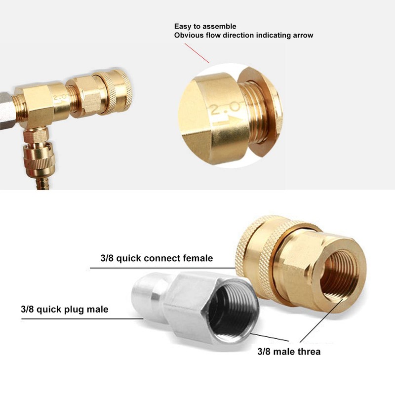 Tiiyee Chemical Injector, Adjustable Downstream Injector Kit Brass Stainless 3/8