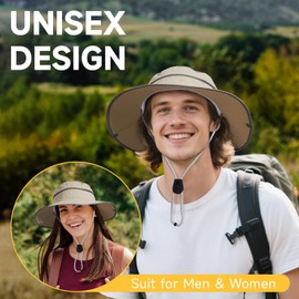 BESSTEVEN Sun Hat for Men Women: Fishing Hat Wide Brim UPF 50+ Bucket Boonie Cap UV Protection for Summer Outdoor Hiking Camping Gardening Khaki