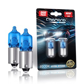 Diamond Vision 2x H6W 12V 6W Xenon Look Halogen Car Bulbs 8500K Super Ultra White Extremely Durable Set of 2 E-Mark BAX9s