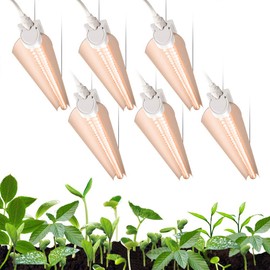 Monios-L T8 LED Grow Light 2FT, 144W(6×24W) High Output Plant Grow Light Strip, Full Spectrum Sunlight Replacement with Reflectors for Indoor Plant, 6-Pack