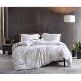 Kenneth Cole New York - Queen Duvet Cover Set, Reversible Cotton Bedding with Matching Shams, Modern Home Decor (Holden Grid Grey, Queen)