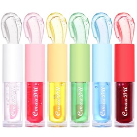 BoloShine 6pcs Plumping Lip Gloss Tinted, Fruit Flavoured Moisturizing Lip Oil Long Lasting Nourishing Lipgloss, Liquid Hydrating Lip Plumper Tube Cosmetic for Women
