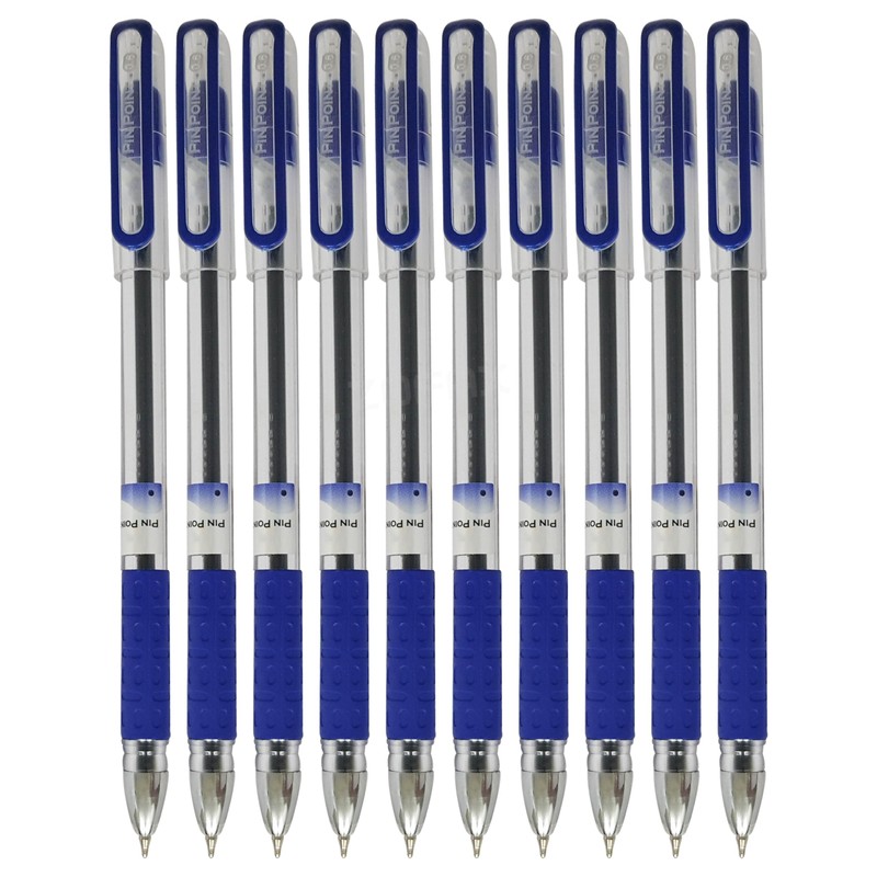 PINPOINT Ballpoint Pens, BLUE, Fine Point (0.6mm), Pack of 10,