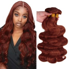 Copper Bundles Human Hair Color #33 Body Wave Bundles 8A Peruvian Hair 3 Bundles 18 20 22 Inch Unprocessed Reedish Brown Body Wave Bundles Color #33 Human Hair Bundles Hair Weave 300g