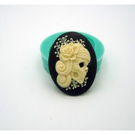 Findings Stop Brand Silicone Mold Punk Skeleton Cameo Flexible for Crafts, Jewelry, Resin, Scrapbooking, Polymer Clay