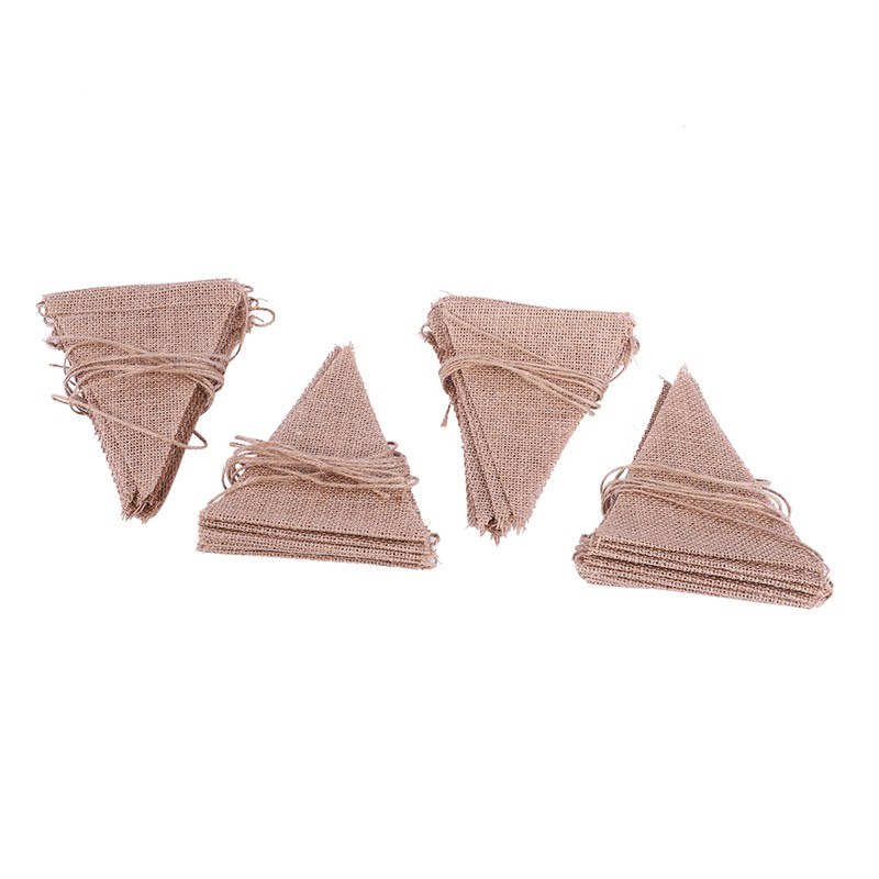 Linen Bunting Banner with 48pcs Flags Wedding Party Holiday Celebration