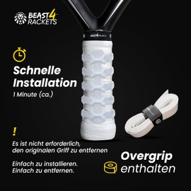 Padel Grip Tape | Padel Grip | Padel Overgrip | Padel Racket | Padel Tennis Accessories | Padel Accessories | Racket Grip Tape | Set Overgrip and Grip Padel Colour White, European Brand