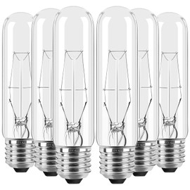 6-Pack 40 Watt T10 Clear Tubular Incandescent Light Bulb, Vintage Style Showcase Bulb,Showcase lamp, 2700K Soft White, E26 Medium Base, 280 Lumens,T10 Tubular Bulb