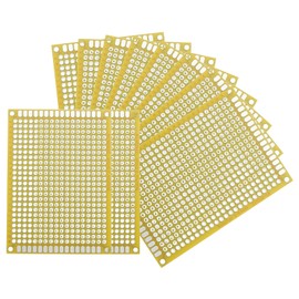 sourcing map 10Pcs Solderable Breadboard, 2.76"x1.97" Double Sided Circuit Board Yellow Tinned PCB Board Small Prototype Board for DIY Electronics Projects Apply to Soldering Projects