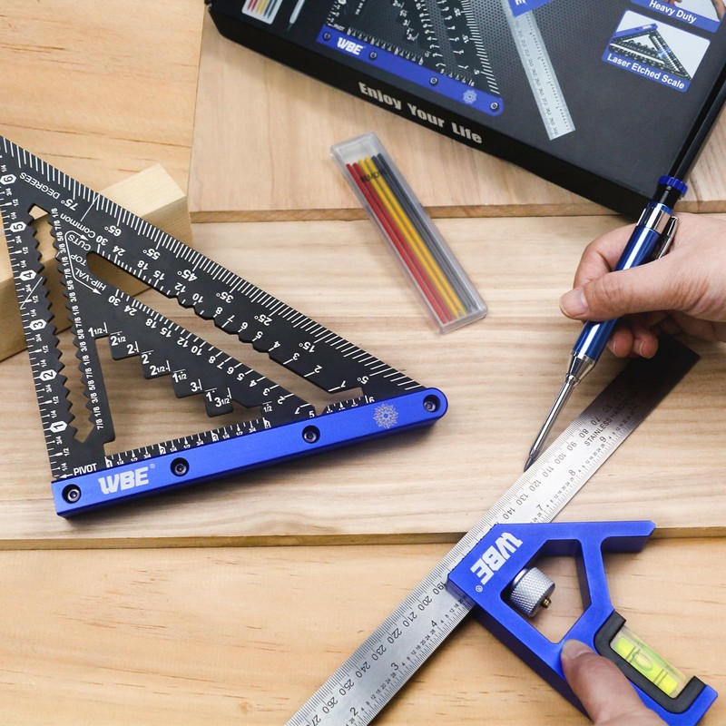 7inch Rafter Square and 12inch Combination Square Set -CNC-Machined Aluminum