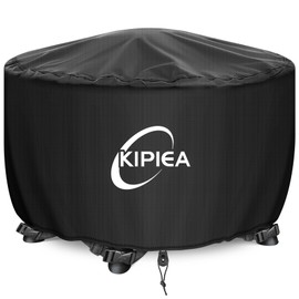 Kipiea Fire Table Covers, Waterproof Round Fire Pit Cover, Heavy Duty Outdoor Firepit Covers with Anti UV and No Tears, No Fading (32"D x 16" H)