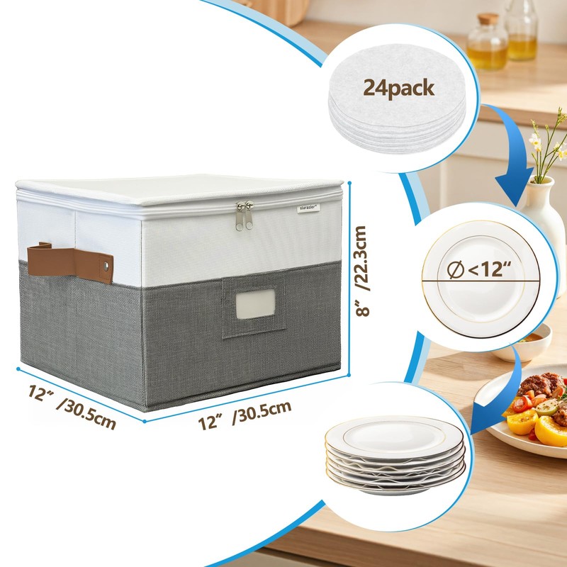 China Storage Containers,Quilted Dish Plate Storage with Stackable Lid for