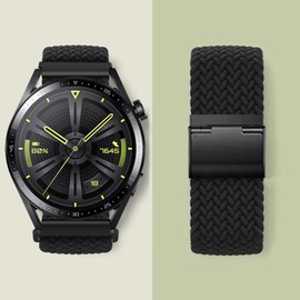 AidorMax Nylon Elastic Watch Straps, Quick Release Strap, 20 mm, Replacement Straps with Adjustable Non-Slip Buckle for Smartwatches and Wristwatches Men Women (20 mm, Black)