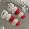 (3+1) Red Apple Handmade Nail Tips - Square / (3+1)