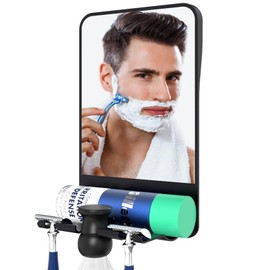 COSMIRROR Shower Mirror Fogless for Shaving with Razor Holders, Anti Fog Mirror for Shower, Adjustable Shower Shave Mirror for Men and Women, Large Shatterproof Fog Free Shaving Mirrors, No Drilling