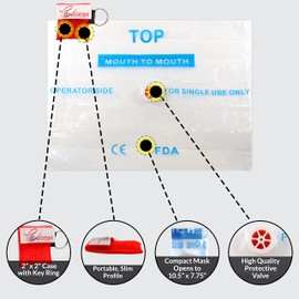 Ever Ready First Aid CPR Mask for Pocket or Key Chain, CPR Emergency Face Shield with One-Way Valve Breathing Barrier for First Aid or AED Training, 5 Count - Red