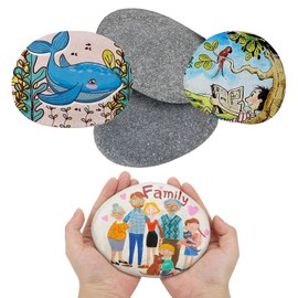 Anevios Pack of 4 8-12 cm Stones for Painting, Smooth Pebbles, Black Painting Stones, Natural River Stones, Decorative Stones, Natural Stone for Art, Craft, Garden Decoration, Flower Pots and