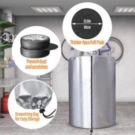 ZATOOTO Tyre Bag with 4 Felt Mats, Waterproof, Dustproof, Seasonal Tyre Cover Holds 4 Tyres (17/19/20/21/22 Inches), Silver Coated 210D Oxford, 31.5 x 46 Inches (80 x 117 cm)