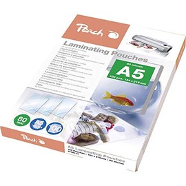 Peach PP580-03P Laminating Pouches A5, 80 mic, 100 pouches, Glossy, Premium Quality for Best Laminating Results, Compatible with Devices of All Brand Manufacturers