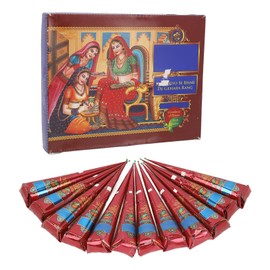 12PCS Temporary Tattoo Paste Waterproof Semi Permanent Tattoo Paste Cones Body DIY Art Painting Brown 10.6oz