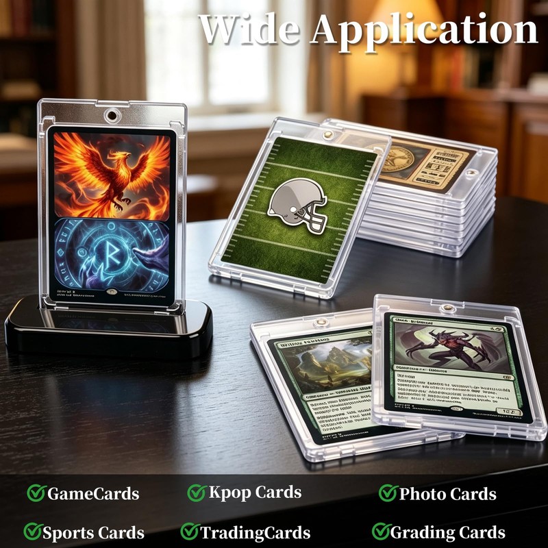JIUBULUJIU 12 Pack Magnetic Card Holder with 1 Card Stand