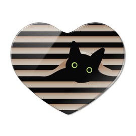 Black Cat In Window Heart Acrylic Fridge Refrigerator Magnet