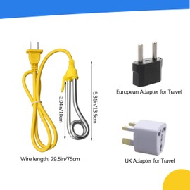 HOLEPU Immersion Heater, Immersion Cup Water Heater 120V-300W, 240V-600W, for Portable Electric Water Heater Suitable for Coffee/Tea/Soup