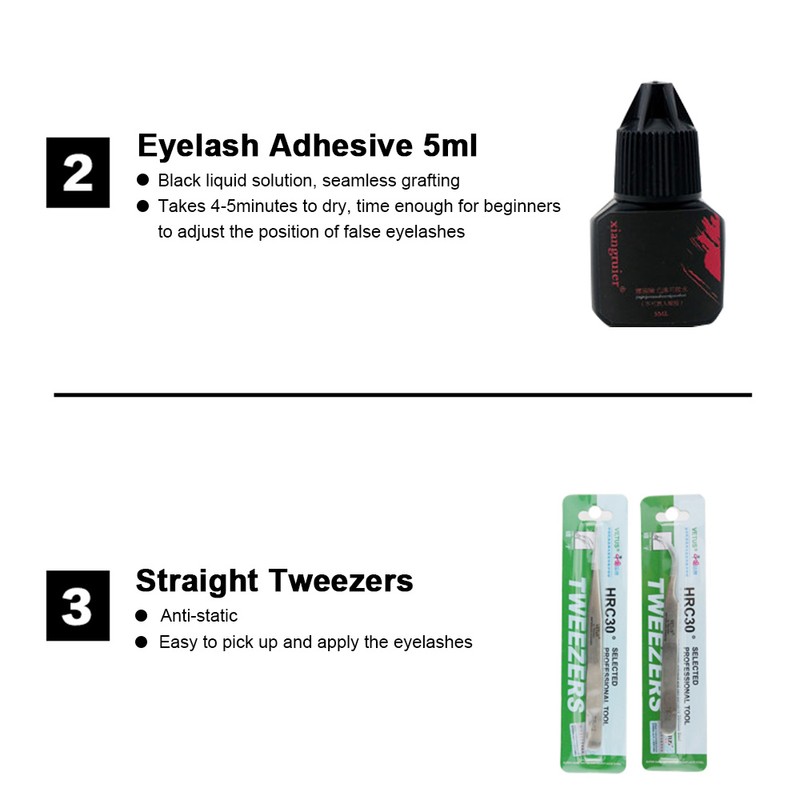 19PCS False Eyelash Extension Practice Tool Kit Eyelashes Make Up