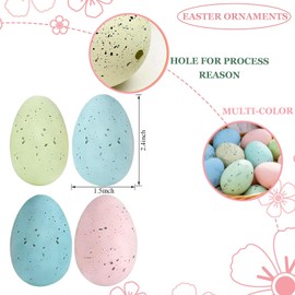24pcs Speckled Easter Eggs, Vase Bowl Filler Ornaments Pastel Plastic Fake Eggs DIY Spring Easter Decorations for Home Party Table Mantel Decor Supplies, 1.5 x 2.4 In, Blue/Light Blue/Green/Pink