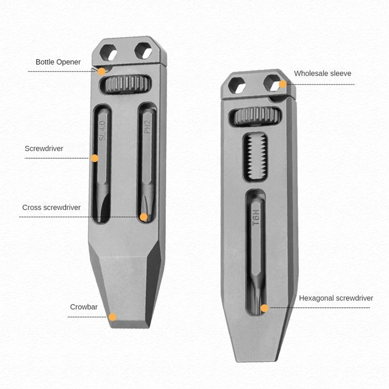 Giilayky TC4 Titanium Alloy Multi-Function Pry Bar Corkscrew Screwdriver Mini