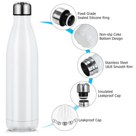 Stainless Steel Water Bottle Vacuum Insulated Water Bottle Premium Thermos Flask Insulated Bottle 24 Hours Cold and 12 Hours Hot for Sports, Fitness, Bike, Yoga, Outdoor, Camping (White, 750 ml)