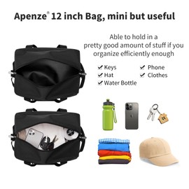 Small Gym Bag Carry On Bag - 12 inch Mini Duffle Bag Lightweight for Overnight Travel-Black
