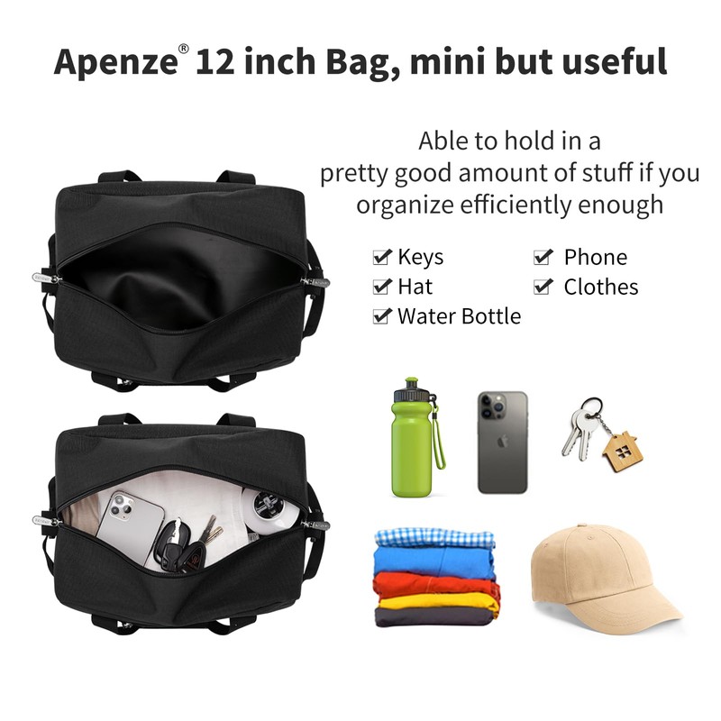 Small Gym Bag Carry On Bag - 12 inch Mini