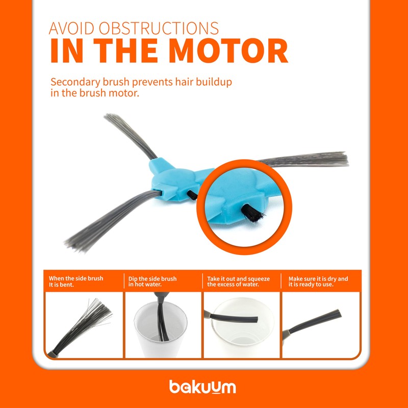 BAKUUM Accessory Set of 4 Side Brushes x3 HEPA Filter