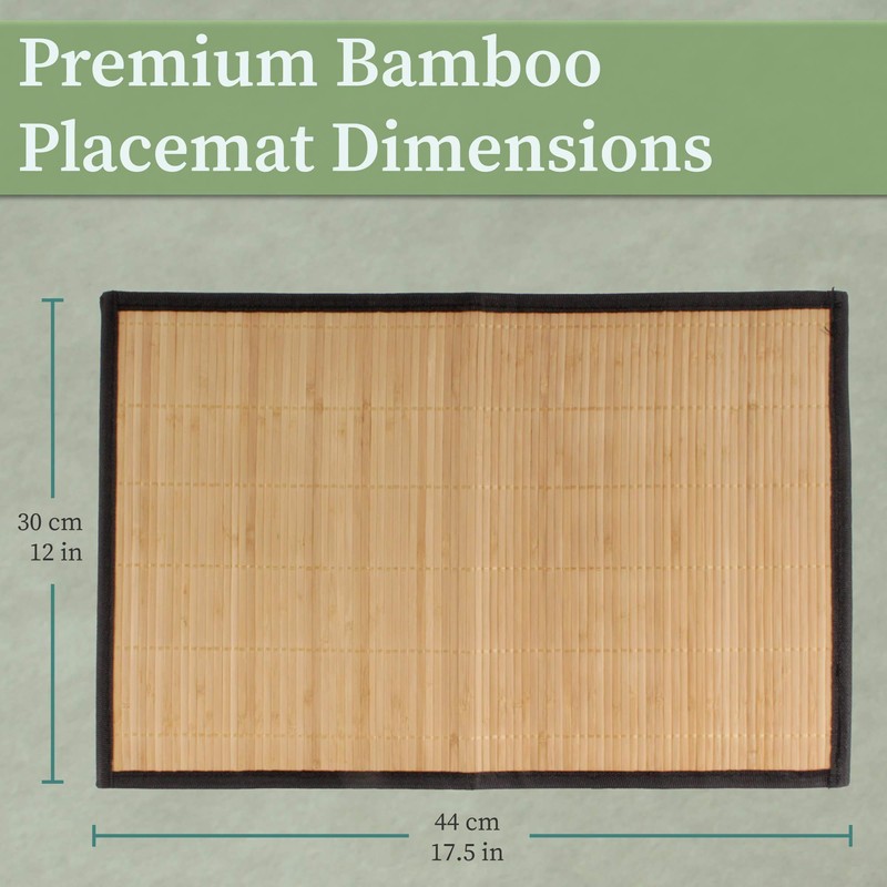 BambooMN Bamboo Slats Placemat with Fabric Border - Solid Colour